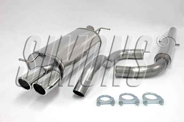 Simons 2,5 Zoll Edelstahl Sport Auspuffanlage für Audi A3 (8L) Turbo 1,8T/1.8Ti/1,9TDi Bj.96-5/03 Endrohr 2x80mm
