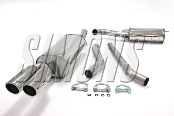 Simons 2,5 Zoll  Edelstahl Sport Auspuffanlage für Audi A6 (C5) Limousine/Avant Motor 1,8T/1,9TDi/2,5TDi Bj.6/01-04  Endrohr 2x80mm