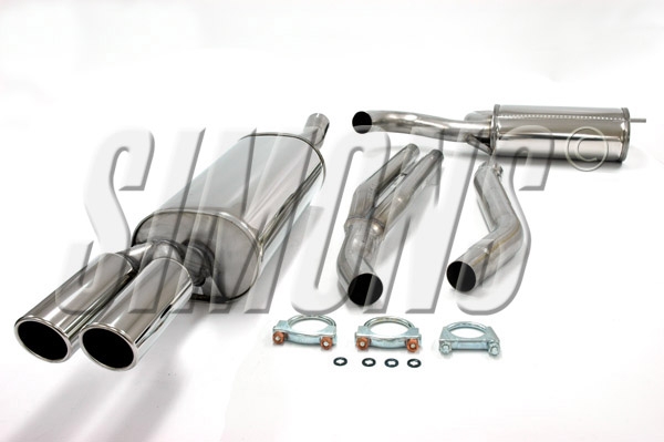 Simons 2,5 Zoll Edelstahl Sport Auspuffanlage für Audi A6 (C5) Limousine/Avant Motor 2,4/3,0 Bj.6/01-04  Endrohr 2x80mm