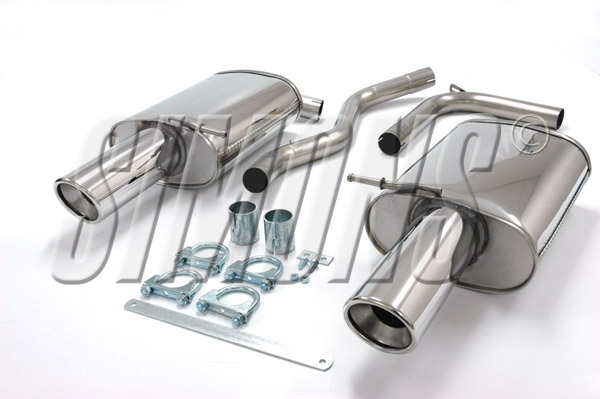 Simons Duplex Edelstahl Sport Endschalldämpfer für Audi A4 (B7) 1,8T/2,0TFSi Limonusine/Avant  ab Bj.05- Endrohr 2x100mm