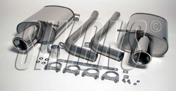 Simons Duplex 2,5 Zoll Edelstahl Sport Endschalldämpfer für Audi A4 (B6) Quattro 1,8T Limonusine/Avant  Bj.01-04 Cabrio Bj.01-05 Endrohr 2x100mm
