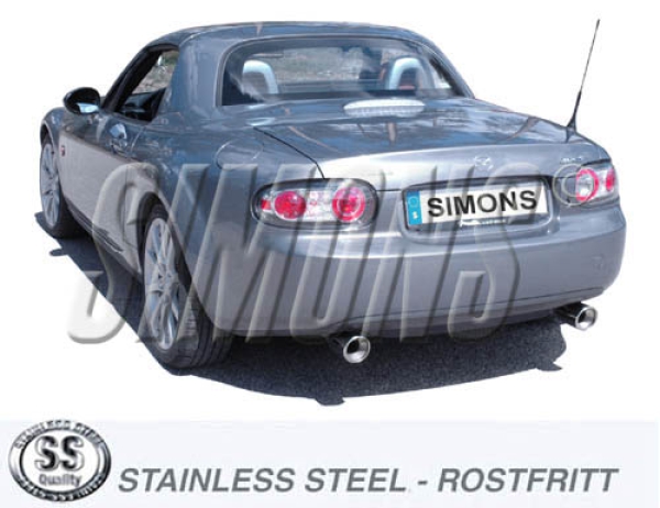 Simons Duplex Edelstahl Sport Endschalldämpfer für Mazda MX-5 (Miata) Typ NC ab Bj.05- Endrohr 2x90mm