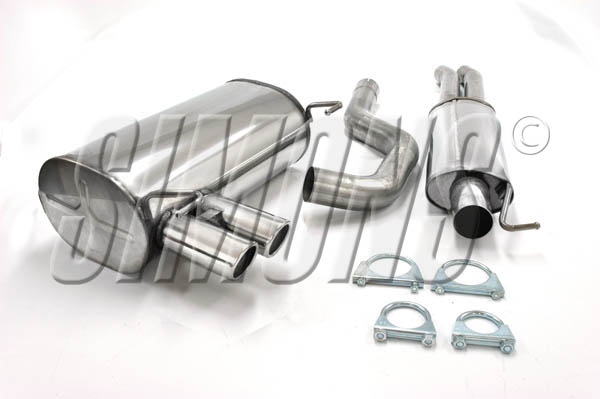 Simons Edelstahl Sport Auspuffanlage für BMW 325i/330i E90 Limousine/ 325i/330i E91Touring Bj.05-2/07 Endrohr 2x70mm