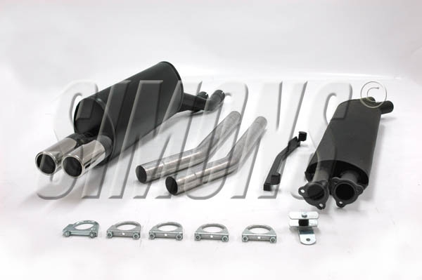 Simons aluminierte Stahl Sport Auspuffanlage für BMW E28 628CSi Bj.11/81-4/82 Endrohr 2x70mm