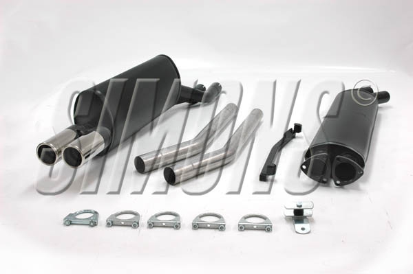 Simons aluminierte Stahl Sport Auspuffanlage für BMW E28 628CSi ab Bj.5/82 Endrohr 2x70mm