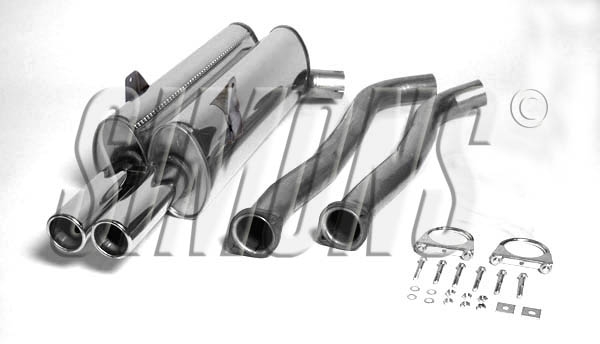 Simons 2,5 Zoll Edelstahl Sport Auspuffanlage für BMW M3 E36 Limousine/Coupe/Cabrio Endrohr 2x70mm