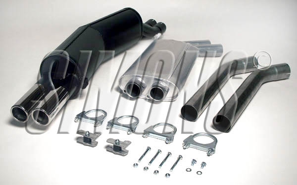 Simons Chromstahl Sport Auspuffanlage für BMW 525i E34 24V/141KW/530i/535i Limousine/Touring ab Bj.9/90 Endrohr 2x70mm