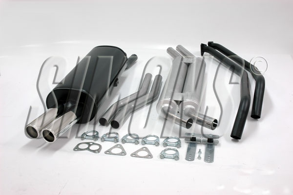 Simons aluminierte Stahl Sport Auspuffanlage für BMW 320i/323i/325i/ E30  6Zyl. Bj.10/82-9/87 Endrohr 2x70mm
