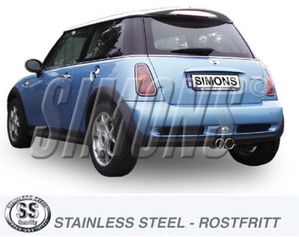 Simons 2,5 Zoll Edelstahl Sport Auspuffanlage für Mini Cooper S ab Bj.01- Endrohr 2x80mm