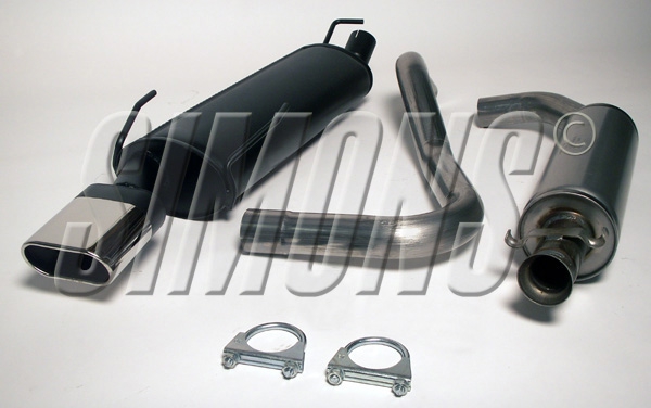 Simons 2,5 Zoll Chromstahl Sport Auspuffanlage für Saab 9-3 VIGGEN/9-3 AERO Ver.II Bj.01-02 Endrohr 1x70/140mm