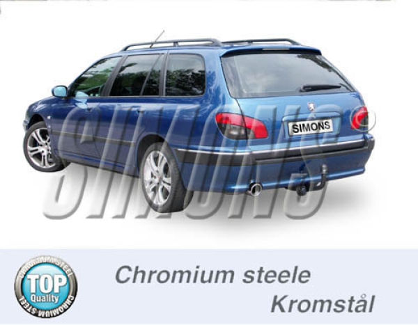 Simons 2,5 Zoll Chromstahl Sport Auspuffanlage für Peugeot 406 Kombi 2,0i ab Bj.96- Endrohr 1x100mm