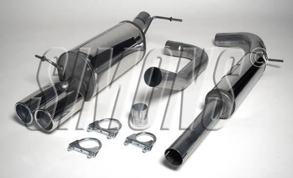 Simons 2,5 Zoll Edelstahl Sport Auspuffanlage für VW Polo C (9N) 1,2/1,4/1,4TDi/1,9TDi ab Bj.02- Endrohr 2x80mm