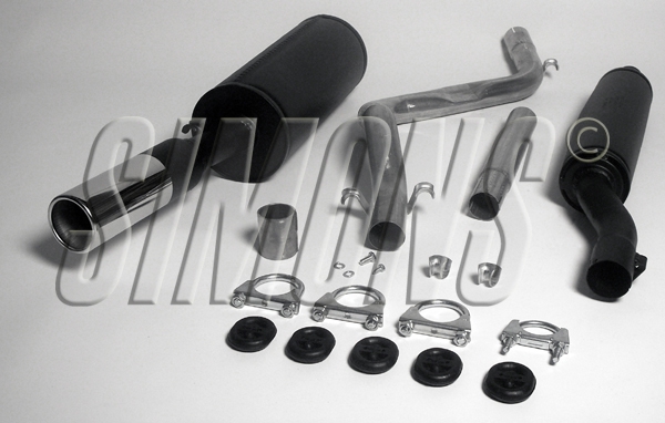 Simons aluminierte Sport Auspuffanlage für VW Golf I/Golf I Cabrio/Scirocco I Bj.74-83 Endrohr 1x80mm