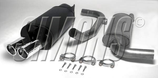 Simons 2,5 Zoll Chromstahl Sport Auspuffanlage für Volvo S40/V40 (Phase 2) 1,8/2,0 Bj.01-03 Endrohr 2x80mm