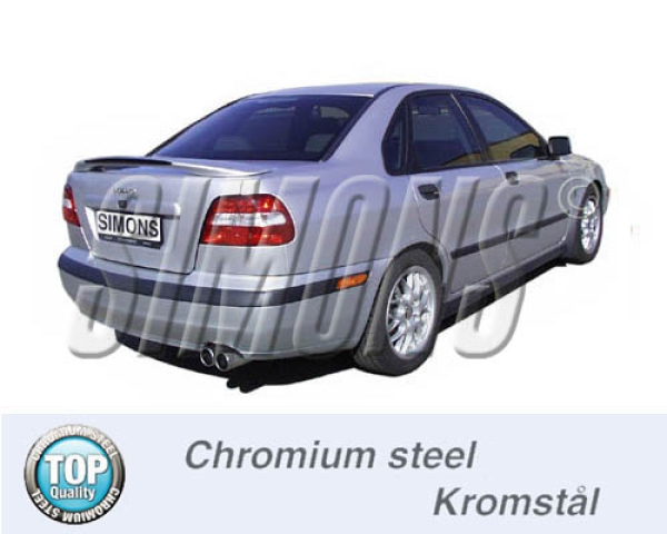 Simons 2,5 Zoll Chromstahl Sport Auspuffanlage für Volvo S40/V40 (Phase 2) 1,8/2,0 Bj.01-03 Endrohr 2x80mm