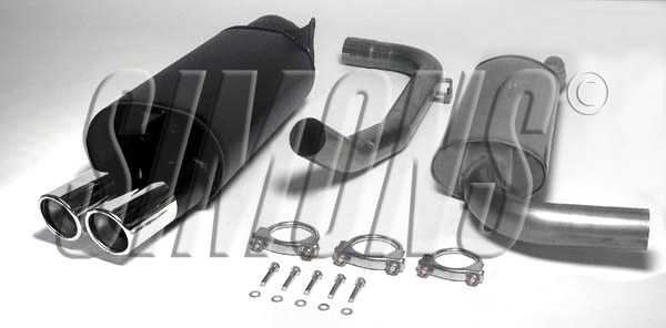 Simons 2,5 Zoll Chromstahl Sport Auspuffanlage für Volvo S40/V40 (Phase 1) Turbo T4/2,0T Bj.96-00 Endrohr 2x80mm