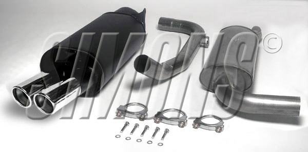 Simons 2,5 Zoll Chromstahl Sport Auspuffanlage für Volvo S40/V40 (Phase 2) Turbo T4/2,0T Bj.01-03 Endrohr 2x80mm