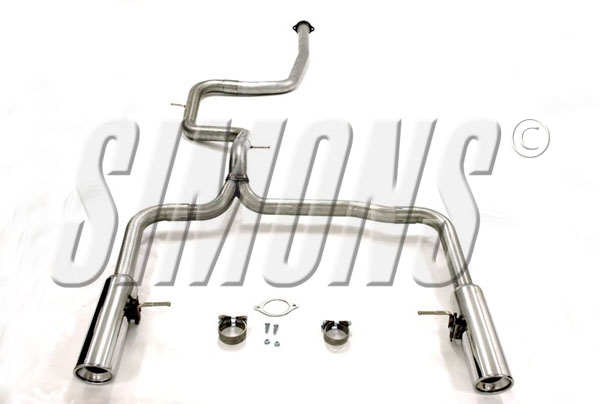 Simons Duplex 2,5 Zoll Edelstahl Sport Auspuffanlage für Volvo V70 III 2WD 1,6D/2,0D/2,4D/D3/D5 ab Bj.07- Endrohr 2x100mm