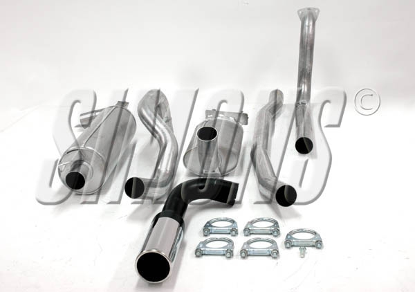 Simons 2,5 Zoll aluminierte Stahl Sport Auspuffanlage für Volvo 240/242/244/245 Turbo B21/B23 ab Bj.81- Endrohr 1x90mm