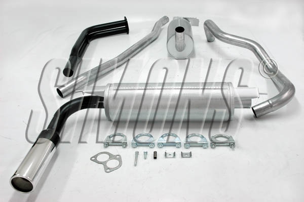 Simons aluminierte Stahl Sport Auspuffanlage für Volvo 240/242/244/245 B17/B19/B21/B23 Bj.76-88 Endrohr 1x80mm
