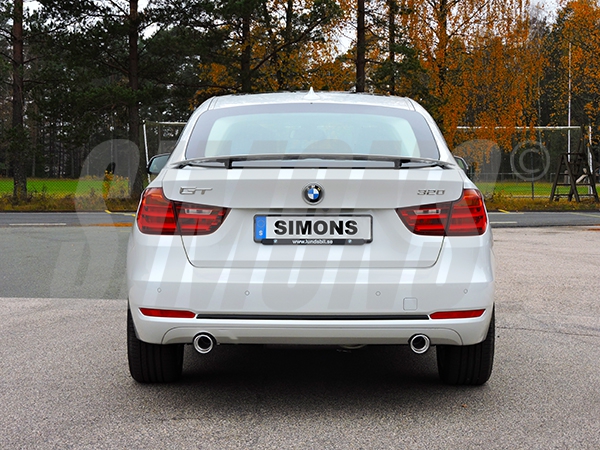 Simons 3 Zoll Edelstahl Sport Auspuffanlage für BMW 320i 2,0T 135kW F34 GT bis Bj. 06-15 Endrohr 2x90mm