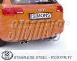 Simons 3 Zoll Edelstahl Sport Auspuffanlage für Audi A3 (8PA) 2WD Sportback 1,4TFSi/2,0TFSi ab Bj. 04- Endrohr 2x80mm