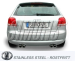 Simons 3 Zoll Duplex Edelstahl Sport Endschalldämpfer für Audi A3 (8P) 2WD 1,4TFSi/2,0TFSi ab Bj. 04- Endrohr 4x80mm