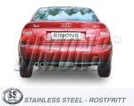 Simons 2,5 Zoll Edelstahl Sport Auspuffanlage für Audi A4 (B5) Limousine/Avant Motor 1,6/1,8/1,8T/1,9TDi/2,0TDi Bj. 94-00 Motor 2,4-(149PS)2,6(150PS)2,8(174PS) Bj.94-98 Endrohr 2x80mm