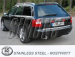 Simons Duplex 2,5 Zoll Edelstahl Sport Auspuffanlage für Audi A6 (C5) Limousine/Avant Quattro Motor 2,5TDi/2,7T ab Bj.02-04 Endrohr 2x100mm