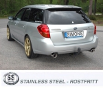 Simons 2,5 Zoll Duplex Edelstahl Sport Auspuffanlage für Subaru Legacy 2,0R/2,5i Bj.04-09 Endrohr 2x100mm