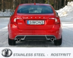 Simons Duplex 2,5 Zoll Edelstahl Sport Endschalldämpfer für Volvo S60/V60 D2/D3/D5/DRIVe 2WD+4WD ab Bj.10- Endrohr 2x100mm